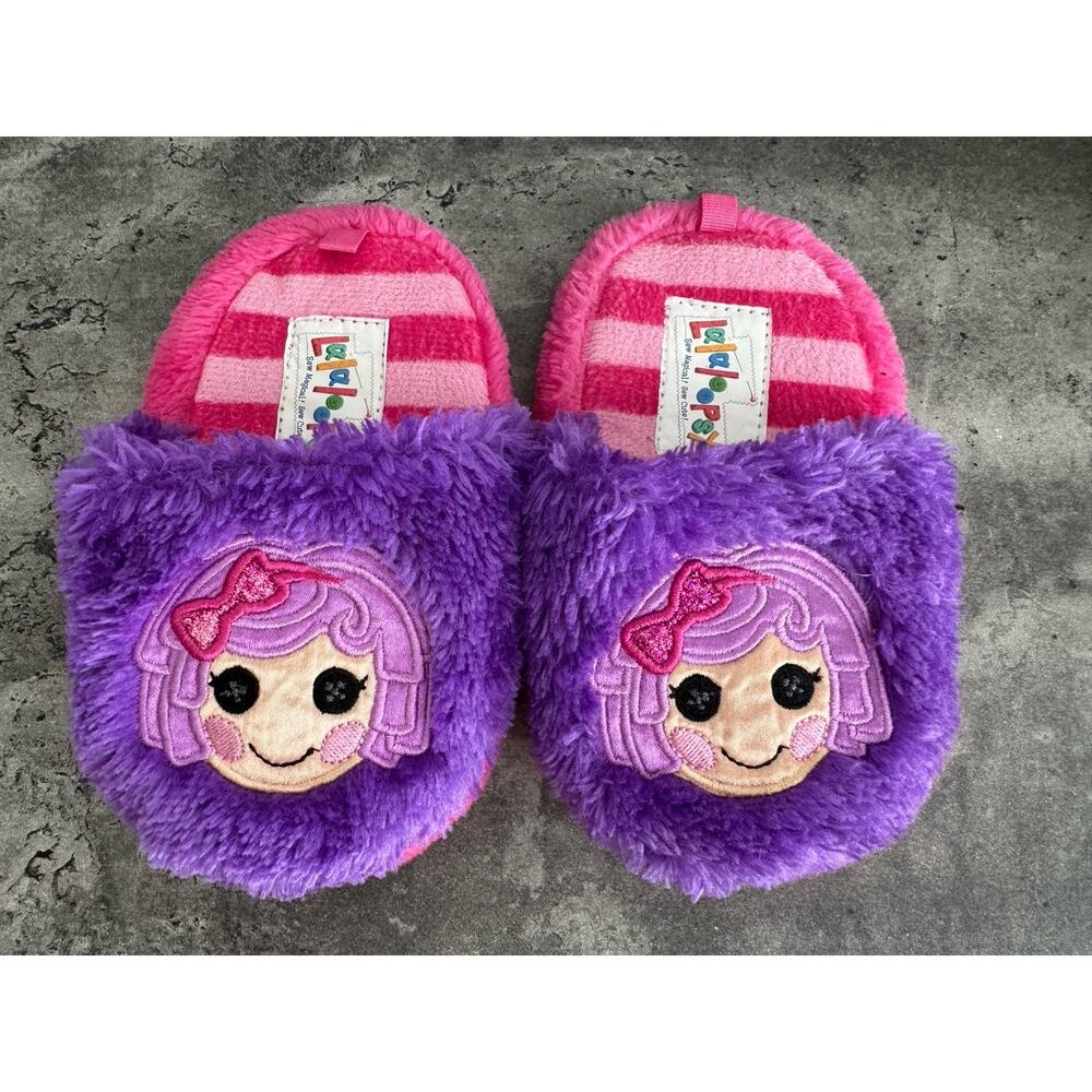 Lalaloopsy Plush Slippers Girls Size S 7-8 Purple Pink Doll Face Fuzzy NWOT Rare
